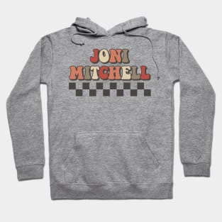 Joni Mitchell Checkered Retro Groovy Style Hoodie